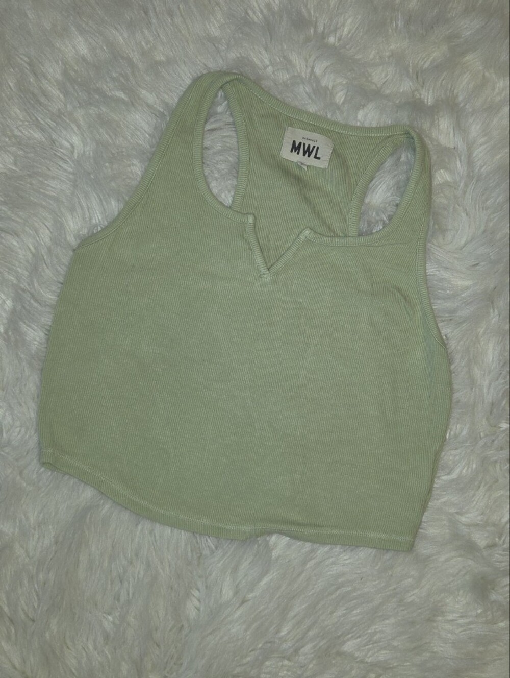 Madewell MWL (Make Weekends Longer)- Light Green Ribbed Racerback Crop Top